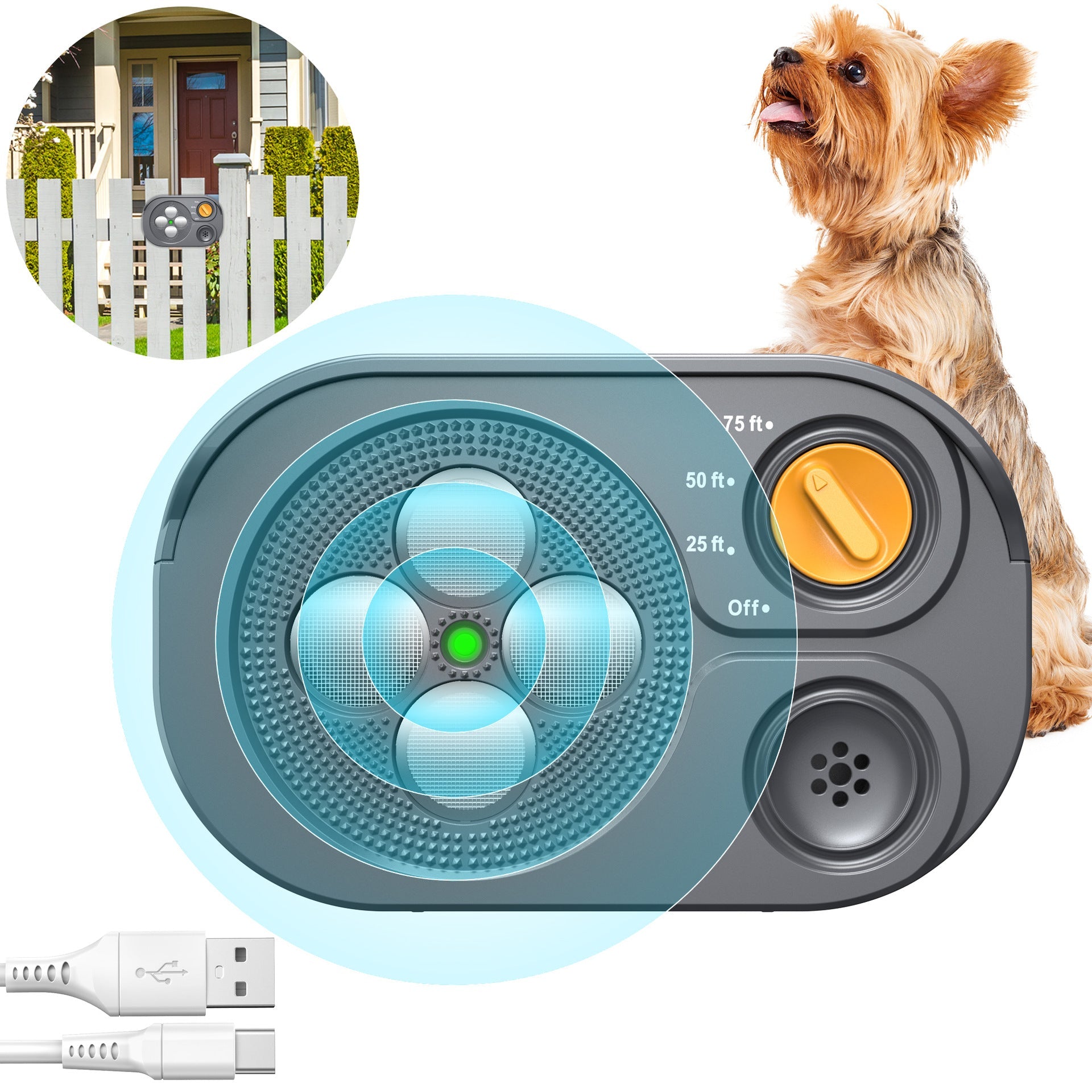 Anti Barking Device For Dogs, Bark Box Rechargeable Dog Bark Deterrent With Variable Ultra Frequency 6 Modes IP65 Waterproof Dog Silencer Stop Neighbors  Dogs From Barking Up To 75ft Pets Fashion