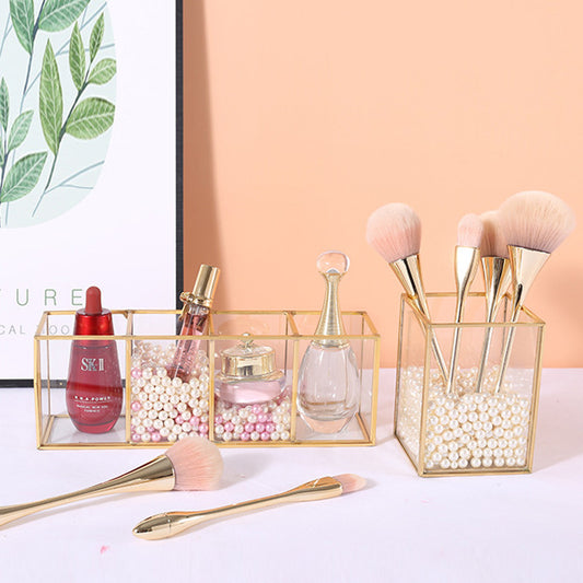 Multi-Cell Makeup Brush Bucket Cosmetic Desktop Storage Box Exquisite And High-End CJD2