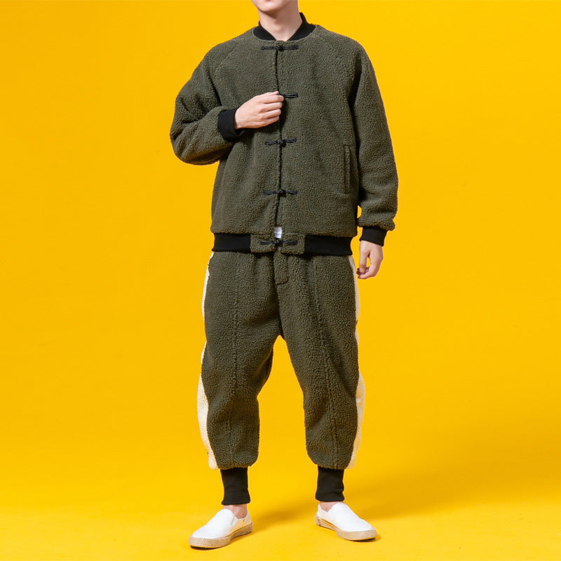 Chinese Style Winter Outfit with Cotton Jacket and Pants Pi-Mart
