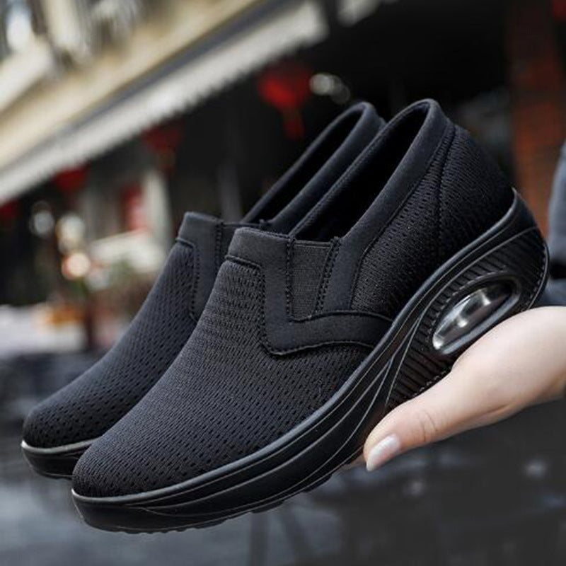 Women's Round Toe Breathable Mesh Wedge Heel Hollow Lightweight Casual Sports Shoes LadyShow.Store
