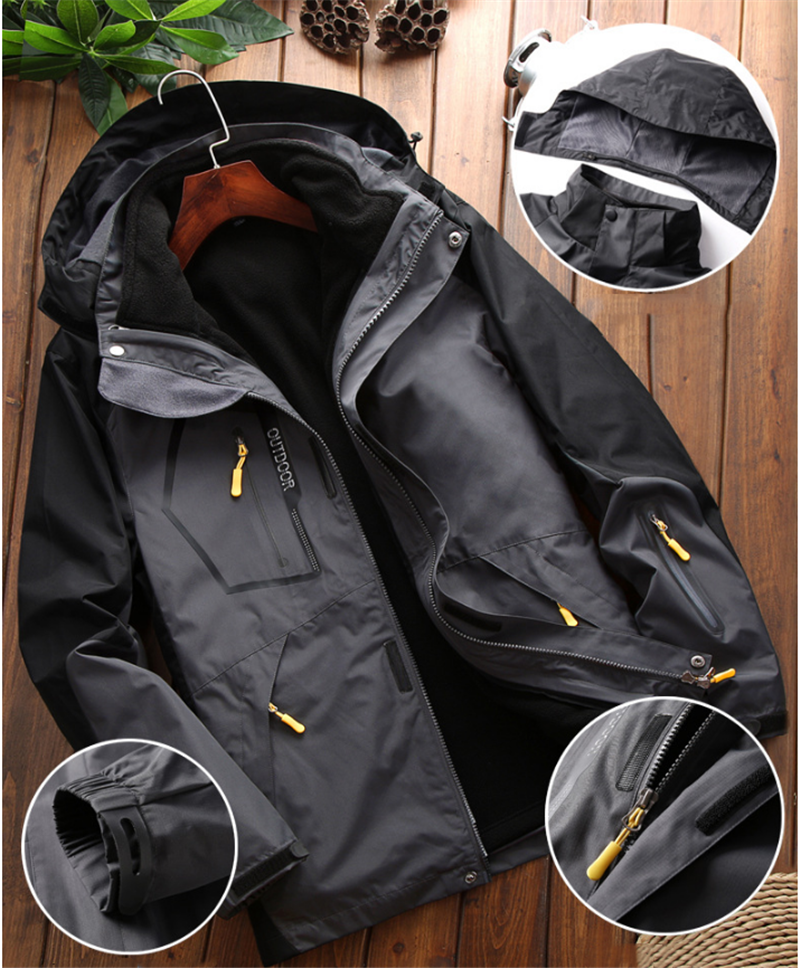 Men's Waterproof 3 in 1 Fleece Lined Outdoor Jacket Pi-Mart