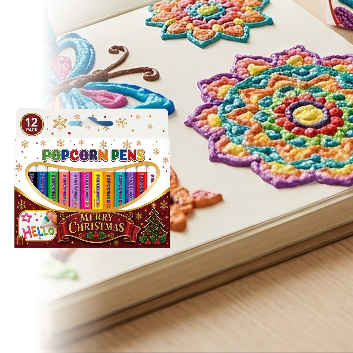 Christmas Popcorn Pen 12pcs Tri Light Beauty