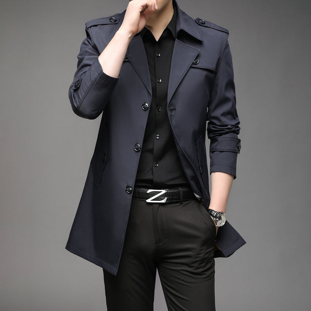 Men's Mid-Length Casual Windbreaker Jacket (Spring/Autumn) Pi-Mart