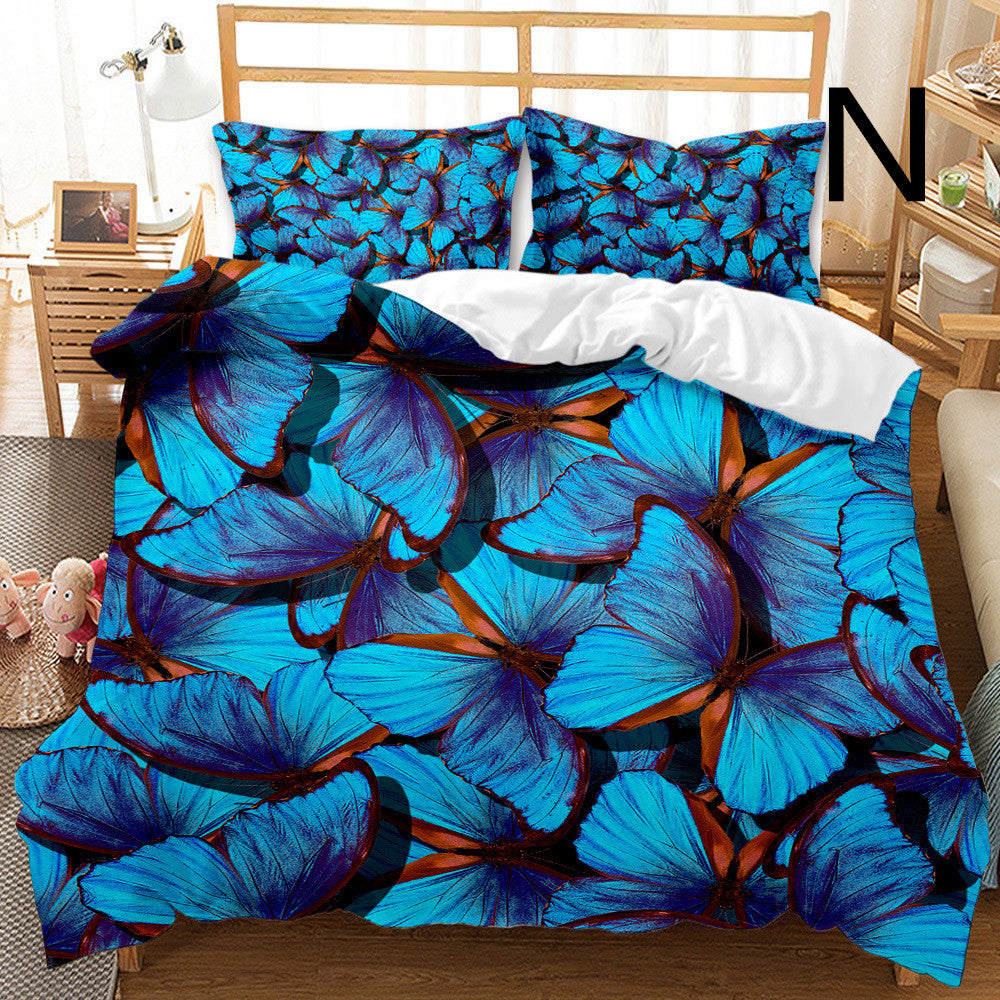 Butterfly Series Three-piece Bedding Quilt Cover Set