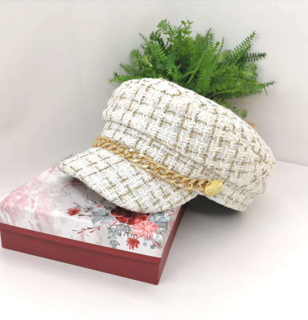 Vintage Tweed Octagonal Hat NorixaFashion.com