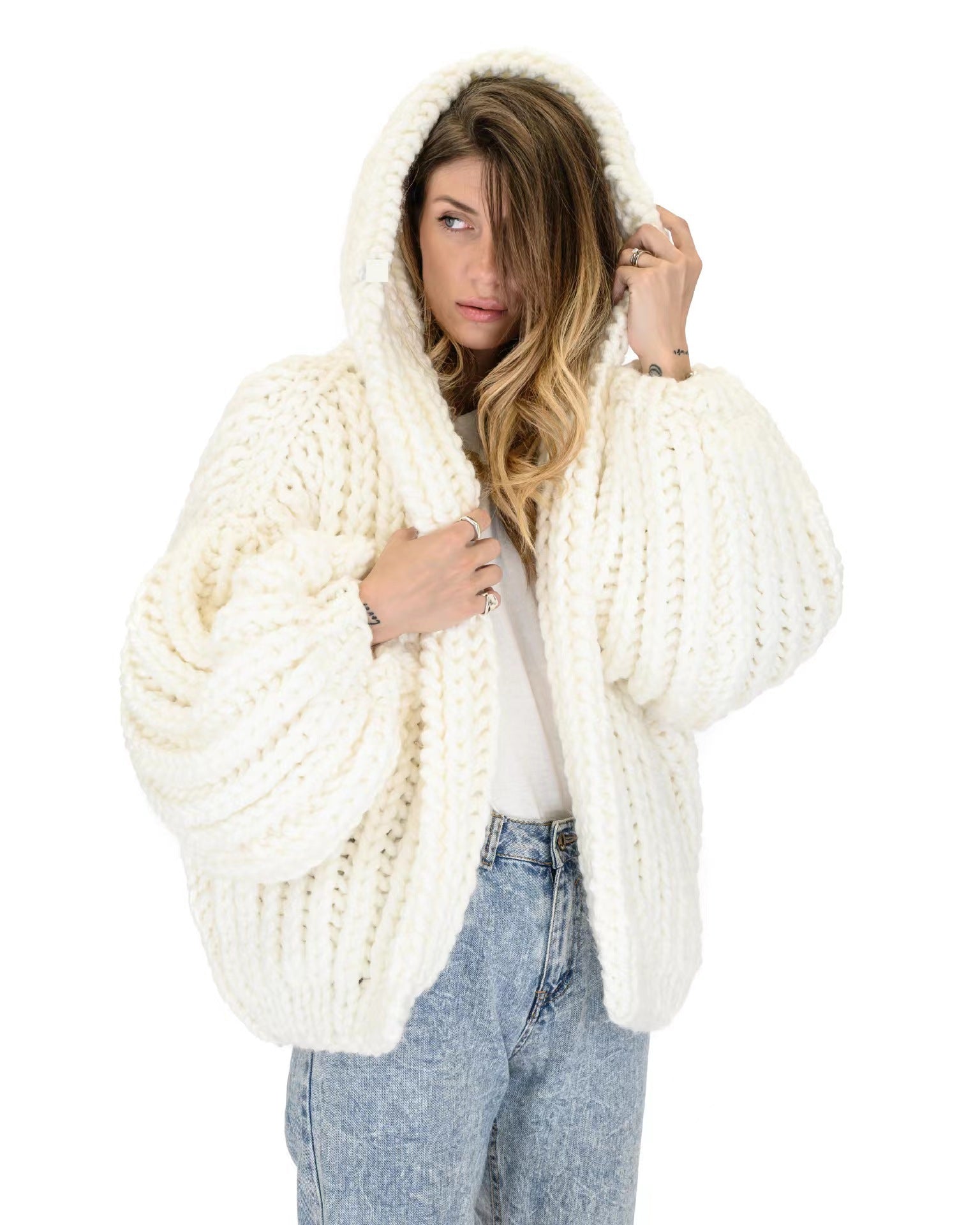 Women's Loose And Lazy Style Hooded Cardigan Sweater Best YouTube Store