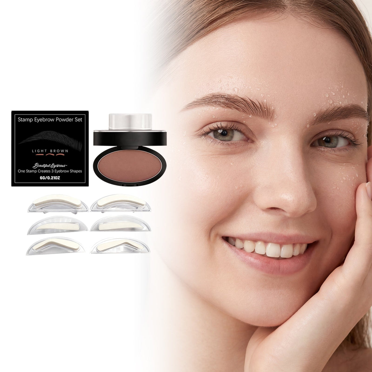 Three Dimensional Natural Filling Eyebrow Shape Eyebrow Makeup Smooth Texture Easy To Use Waterproof Seal Eyebrow Powder Set Light Brown 6g 1 Box Tri Light Beauty