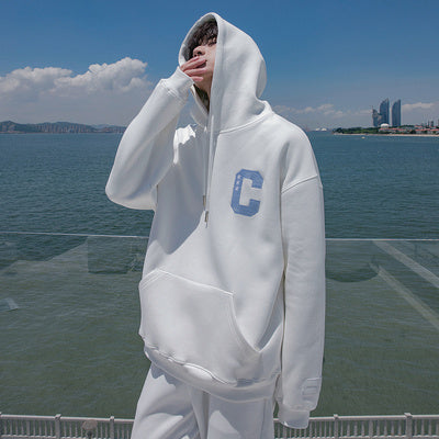 Uv Temperature Change Alphabet Embroidery Hoodie Loose Top For Men