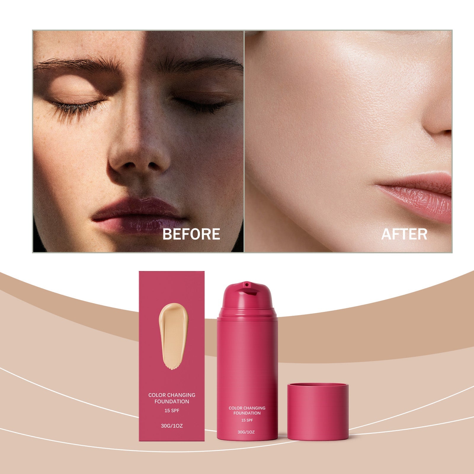 Thermo-responsive Color Adjusting Foundation Natural Shade Tri Light Beauty