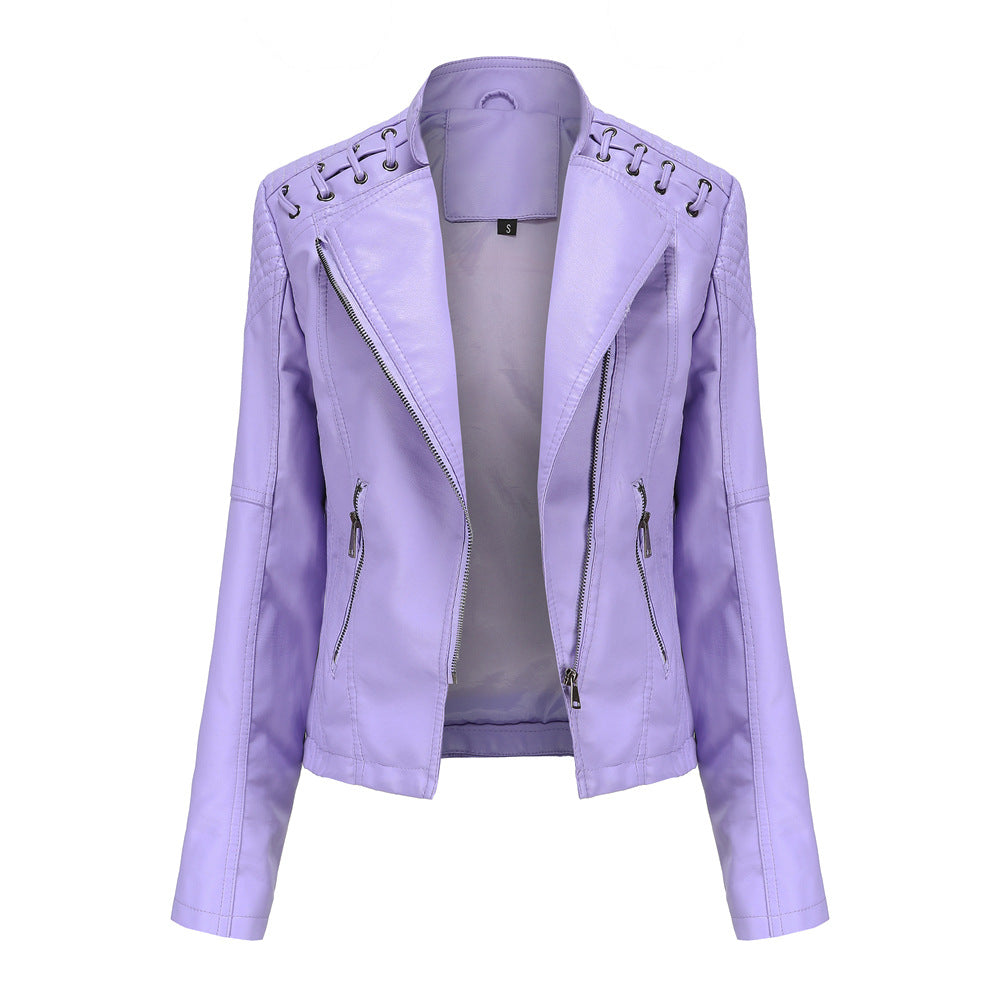 Slim Fit Thin Leather Coat Women's Motorcycle Clothing Best YouTube Store