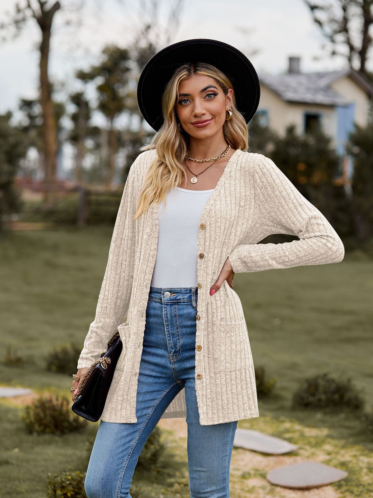 Fall Women's Clothing Sunken Stripe Solid Color Long Sleeve Women's Sweater NorixaFashion.com