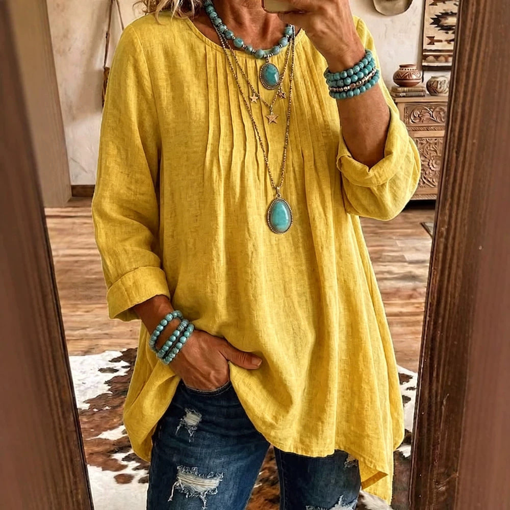 Womens Casual Crew-neck Long-sleeve Top NorixaFashion.com