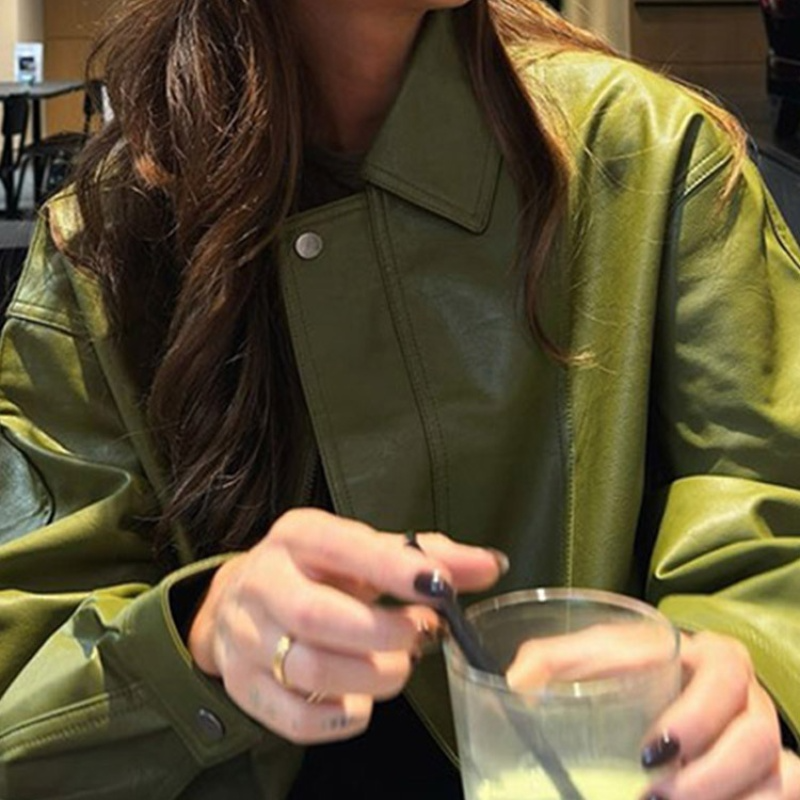 Green Faux Leather Jacket Best YouTube Store