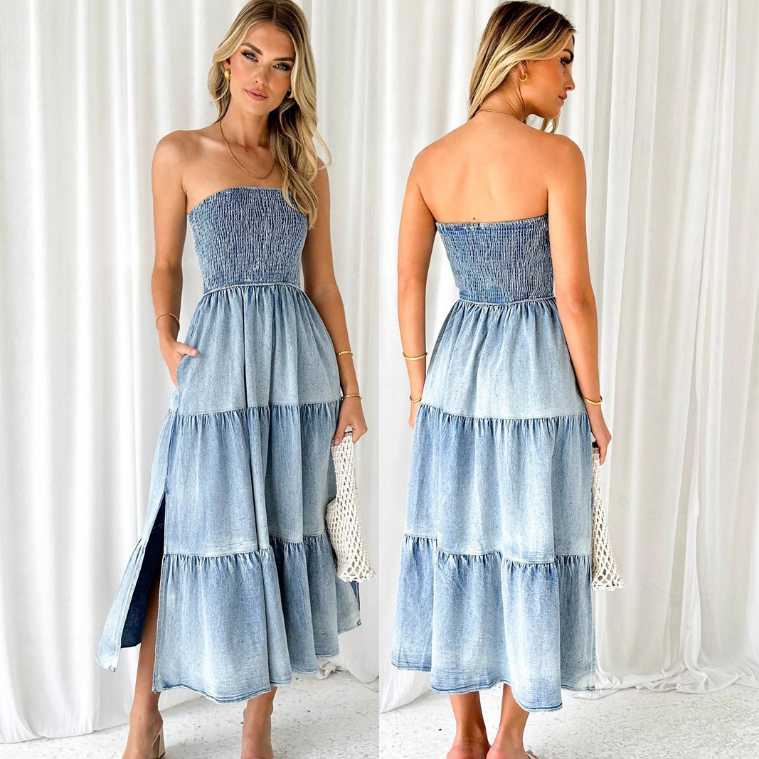 Women's Summer Denim Long Skirt Pi-Mart