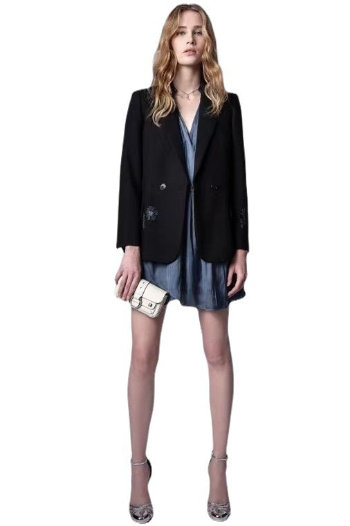 Women's New Heavy Industry Skull Butterfly Color Hot Diamond Jacket Best YouTube Store
