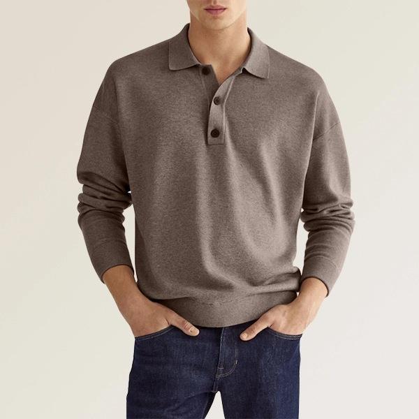 New Autumn Long Sleeve V-neck Buttons Men's Casual Jacket Polo Shirt LadyShow.Store