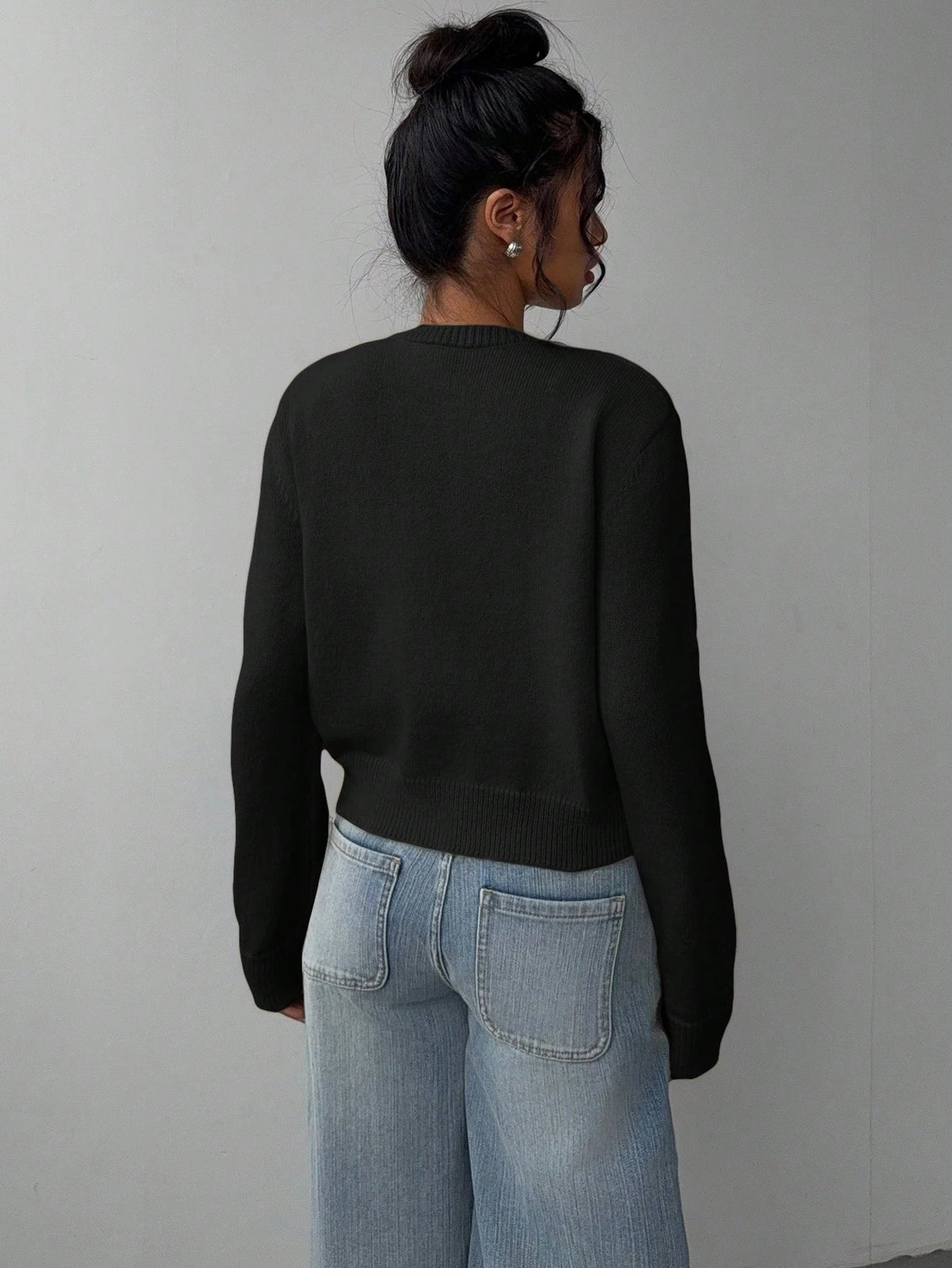 Chic Long Sleeved Knitted Cardigan Fashion Slim Solid Color Short Sweater For Women Clothing NorixaFashion.com