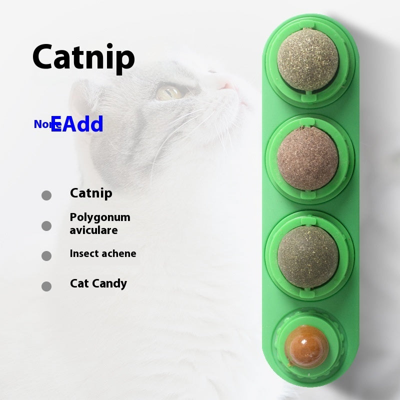 4 In 1 Rotating Catnip Silver Vine Ball Teeth Cleaning Acne Prevention Digestive Health Wall Stick On Toy Edible Safe Material Pets Fashion