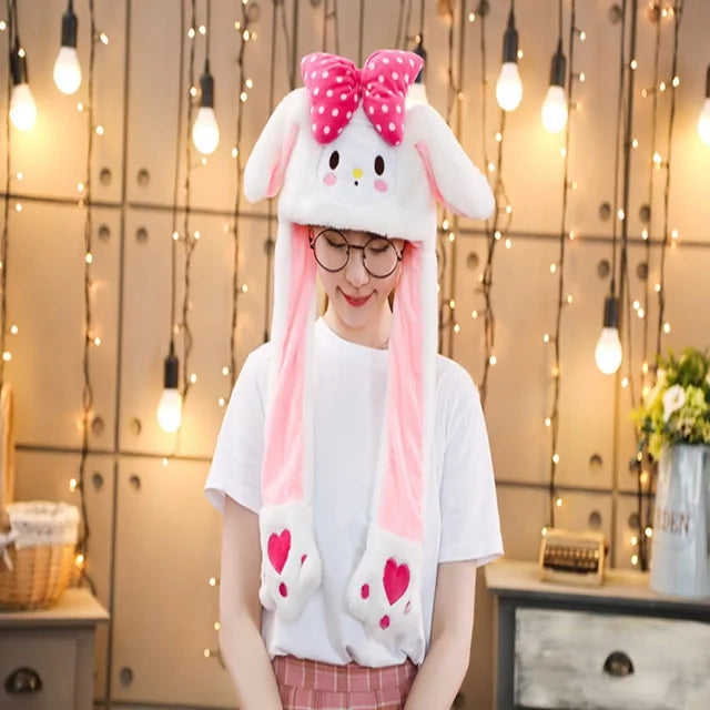 Rabbit Ear Airbag Hat: Fun Plush Toy Cap for Kids and Adults