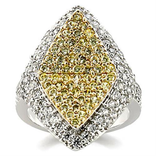 9W153 - Reverse Two-Tone Brass Ring with AAA Grade CZ  in Clear LuxuryLifeWay Online Store