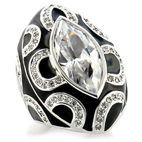 9W160 - Rhodium Brass Ring with AAA Grade CZ  in Clear LuxuryLifeWay Online Store
