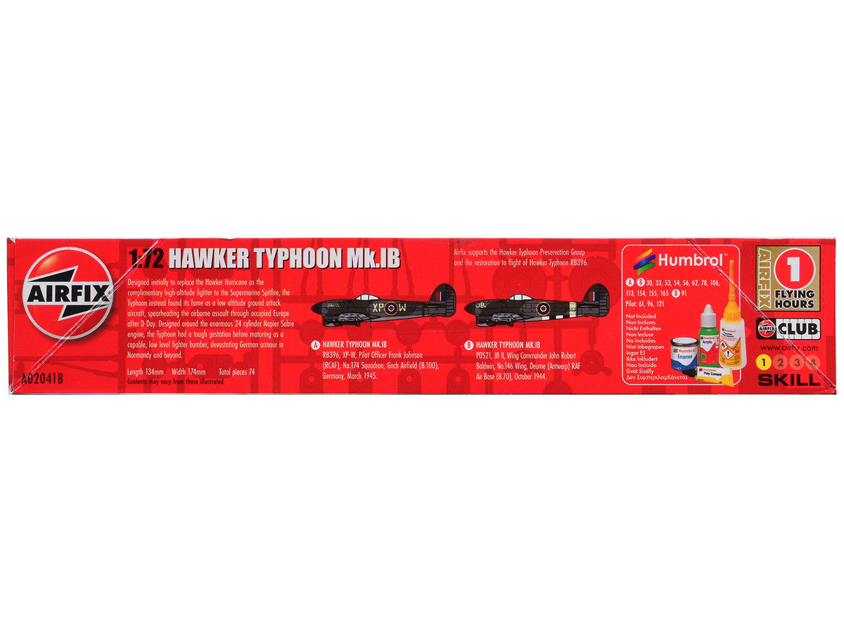 Level 1 Model Kit Hawker Typhoon Mk.IB Aircraft with 2 Scheme Options 1/72 Plastic Model Kit by Airfix LuxuryLifeWay Online Store