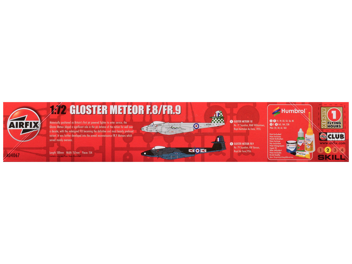 Level 2 Model Kit Gloster Meteor F.8/FR.9 Fighter Aircraft with 2 Scheme Options 1/72 Plastic Model Kit by Airfix LuxuryLifeWay Online Store