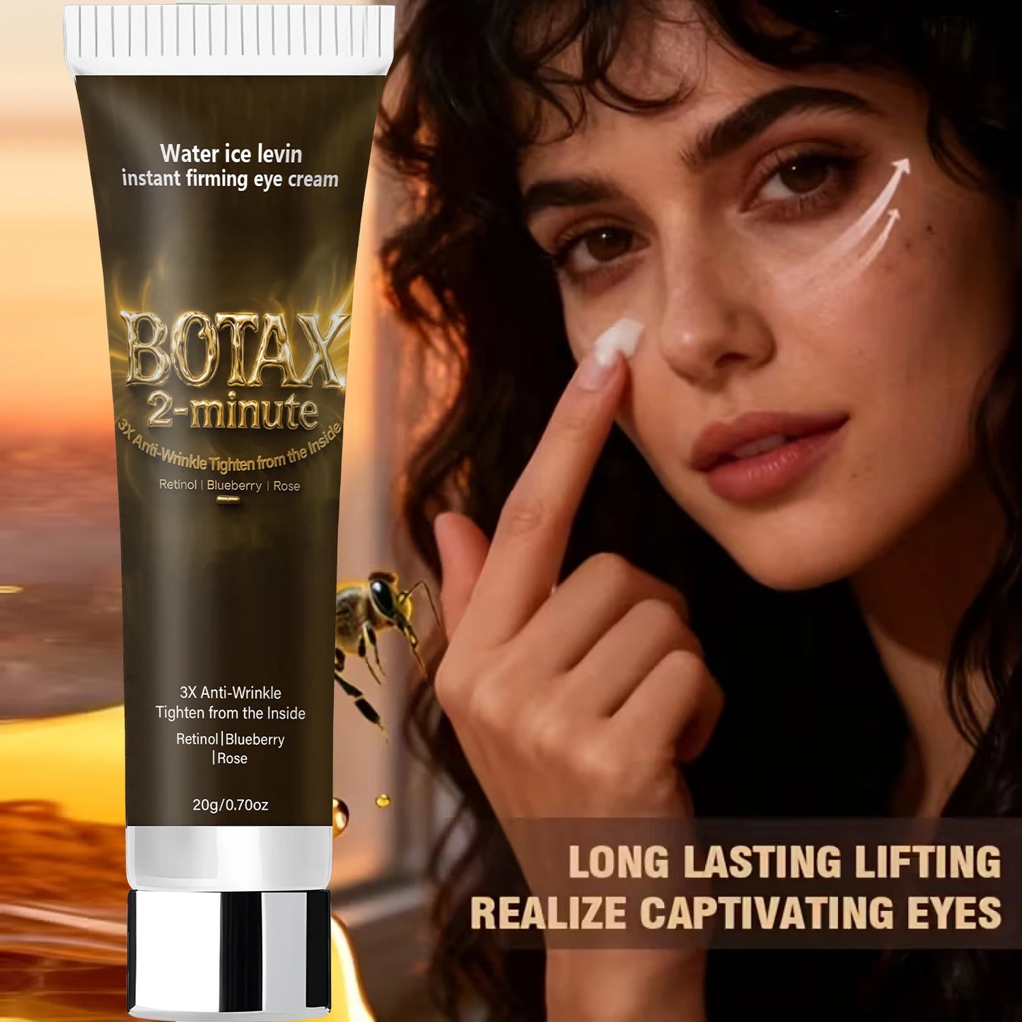 Instant Firming Eye Cream with Retinol & Hyaluronic Acid, 3X Anti-Wrinkle, Tightens from Inside, Blueberry & Rose Extract. Pi-Mart