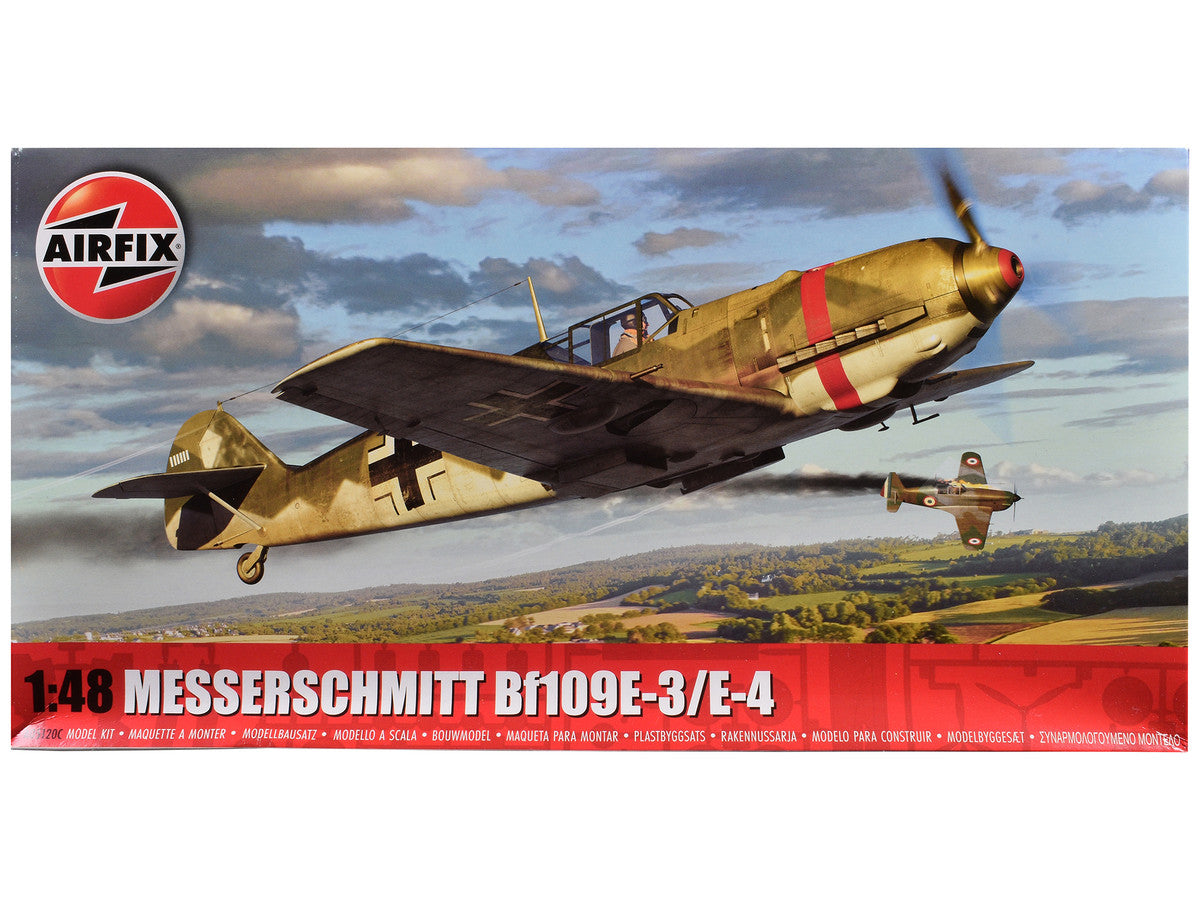 Level 2 Model Kit Messerschmitt Bf109E-3/E-4 Fighter Aircraft with Scheme Options 1/48 Plastic Model Kit by Airfix LuxuryLifeWay Online Store