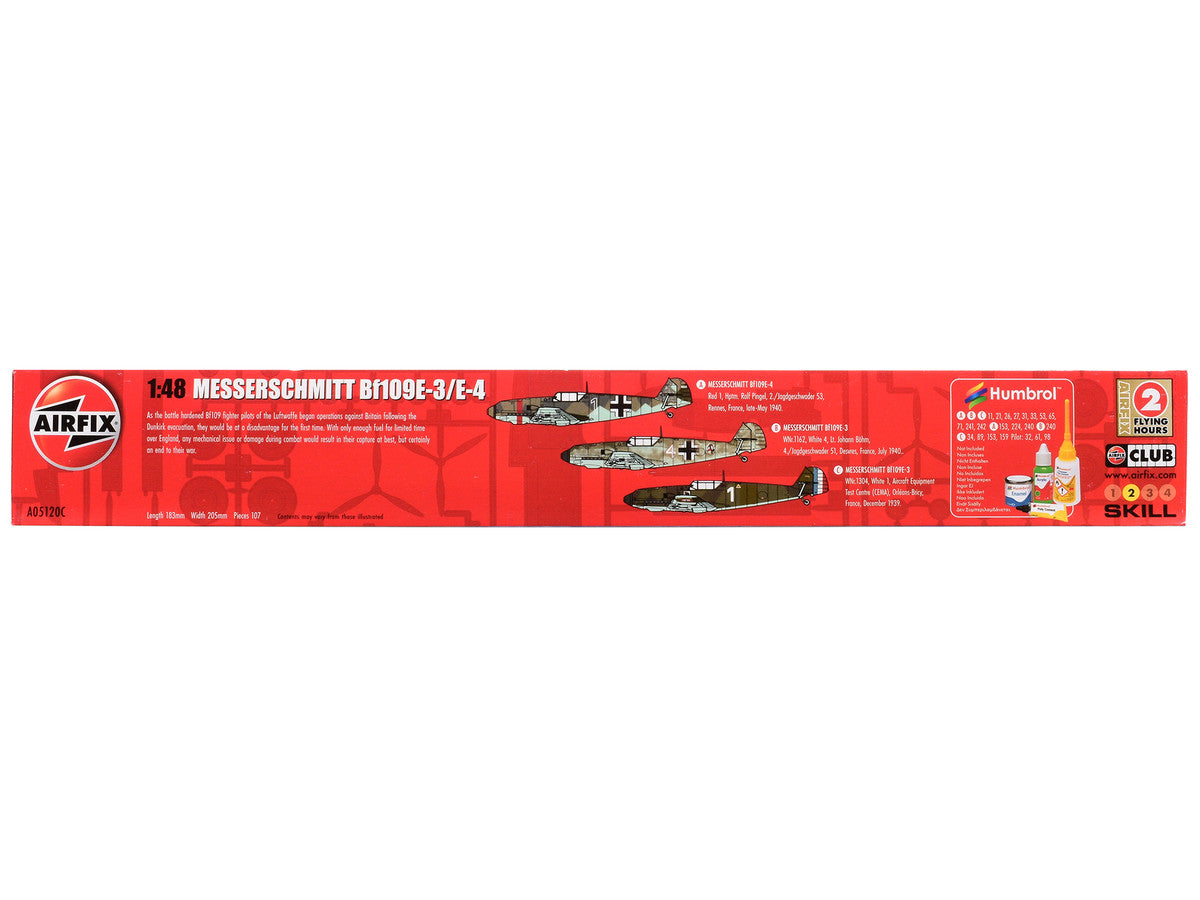 Level 2 Model Kit Messerschmitt Bf109E-3/E-4 Fighter Aircraft with Scheme Options 1/48 Plastic Model Kit by Airfix LuxuryLifeWay Online Store
