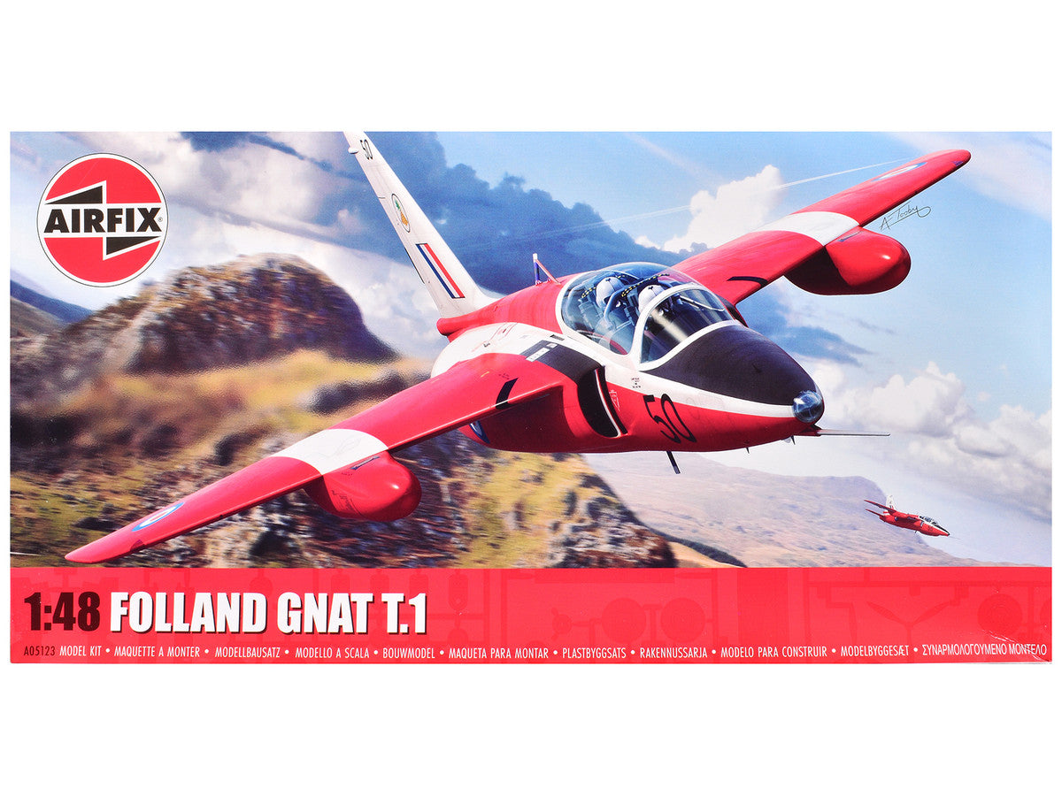 Level 2 Model Kit Folland Gnat T.1 Fighter Aircraft with 2 Scheme Options 1/48 Plastic Model Kit by Airfix LuxuryLifeWay Online Store