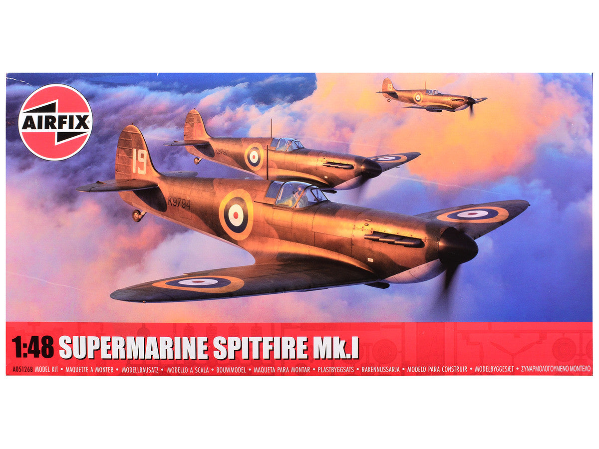 Level 2 Model Kit Supermarine Spitfire Mk.I Fighter Aircraft with 3 Scheme Options 1/48 Plastic Model Kit by Airfix LuxuryLifeWay Online Store