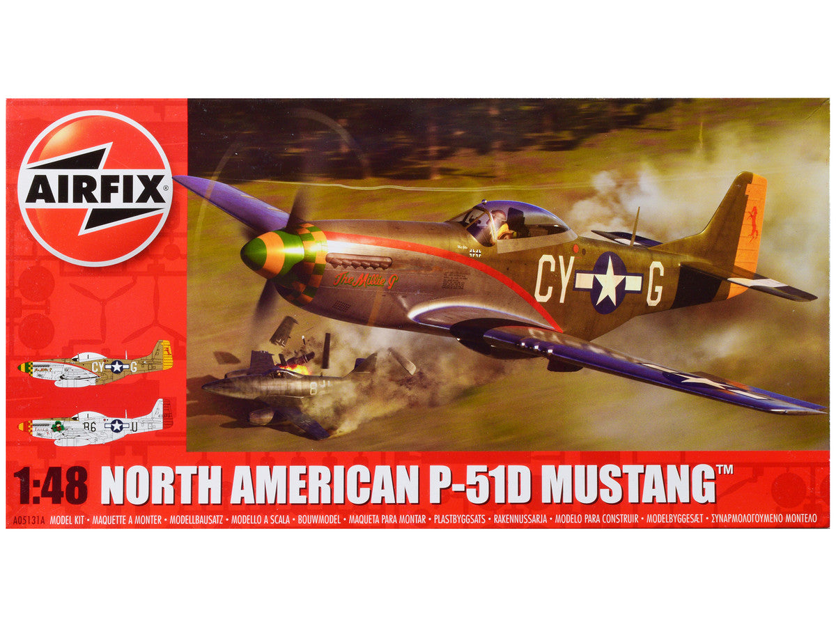 Level 2 Model Kit North American P-51D Mustang Fighter Aircraft with 2 Scheme Options 1/48 Plastic Model Kit by Airfix LuxuryLifeWay Online Store