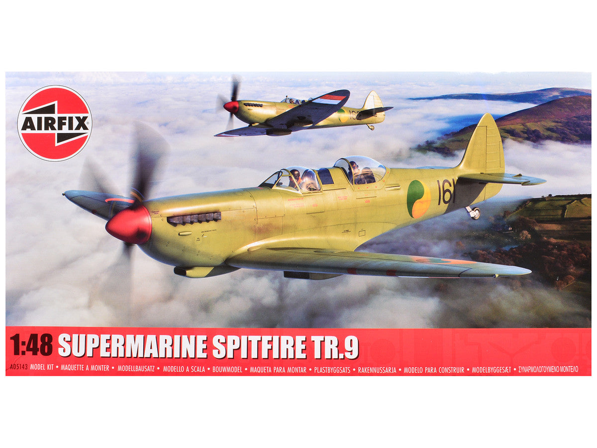 Level 2 Model Kit Supermarine Spitfire Tr.9 Fighter Aircraft with 2 Scheme Options 1/48 Plastic Model Kit by Airfix LuxuryLifeWay Online Store