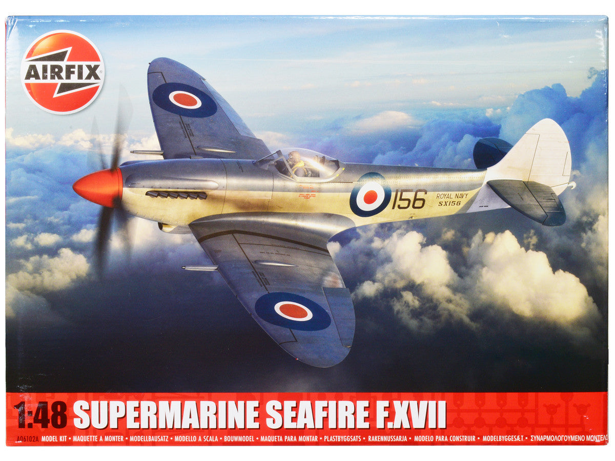 Level 3 Model Kit Supermarine Seafire F.XVII Fighter Aircraft with 3 Scheme Options 1/48 Plastic Model Kit by Airfix LuxuryLifeWay Online Store