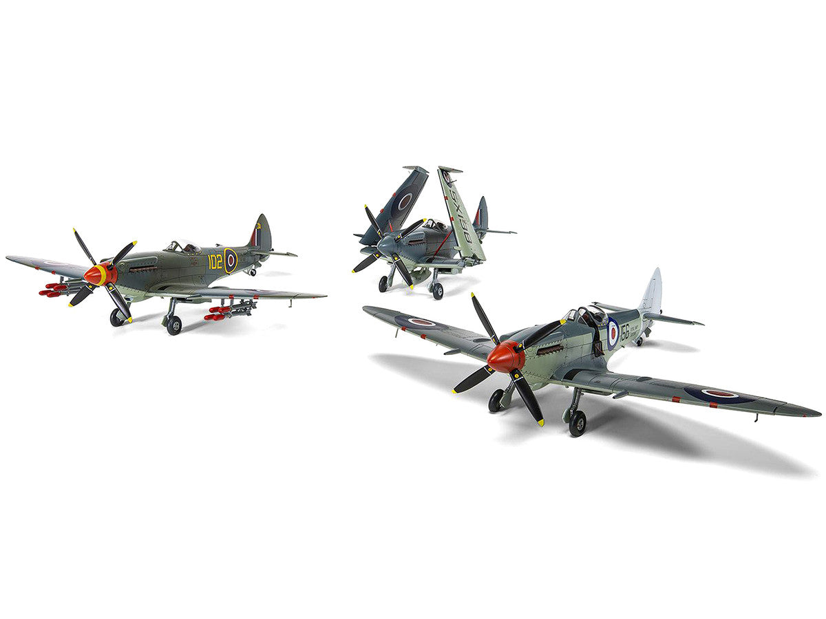 Level 3 Model Kit Supermarine Seafire F.XVII Fighter Aircraft with 3 Scheme Options 1/48 Plastic Model Kit by Airfix LuxuryLifeWay Online Store