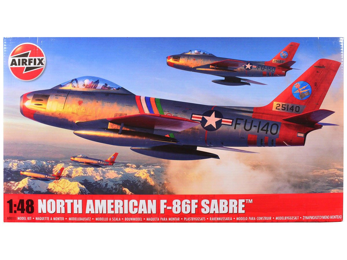 Level 2 Model Kit North American F-86F Sabre Aircraft with 2 Scheme Options 1/48 Plastic Model Kit by Airfix LuxuryLifeWay Online Store