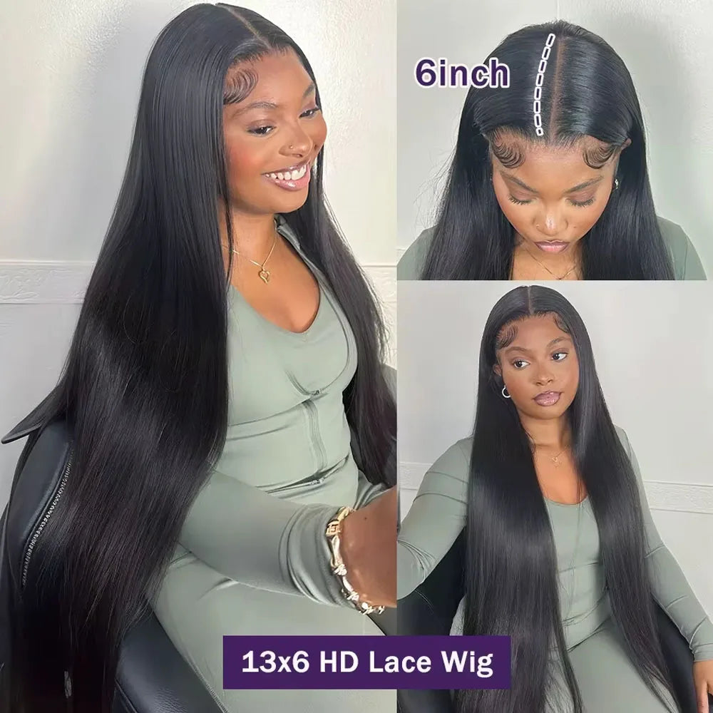 Straight Lace Front Wigs Human Hair 250% Density 13x4 Full Frontal Transparent HD Lace Wig Glueless Wigs 13x6 Lace Frontal Wigs LadyShow.Store