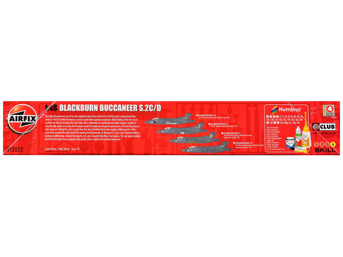 Level 4 Model Kit Blackburn Buccaneer S.2C/D Attack Aircraft with 4 Scheme Options 1/48 Plastic Model Kit by Airfix LuxuryLifeWay Online Store