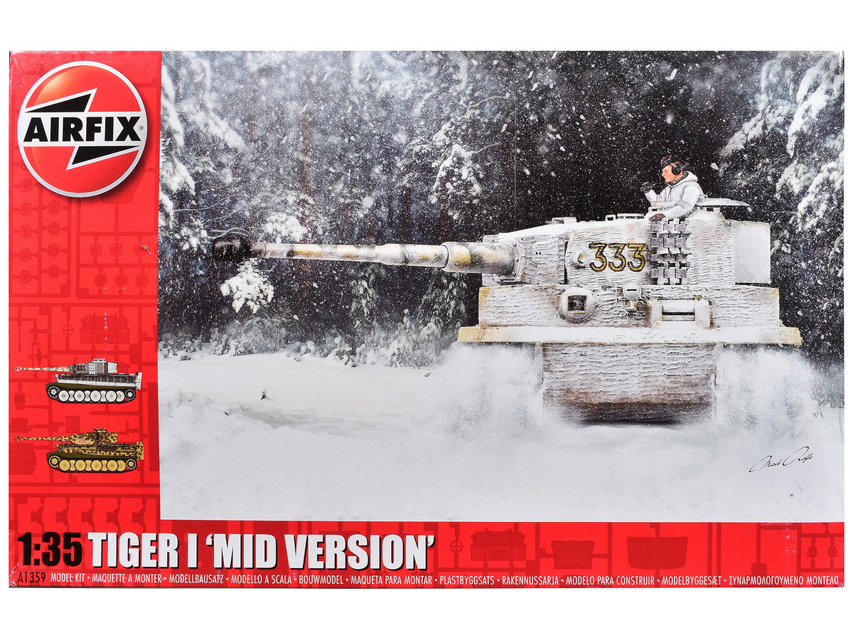 Level 3 Model Kit Tiger I "Mid Version" Tank with 2 Scheme Options 1/35 Plastic Model Kit by Airfix LuxuryLifeWay Online Store