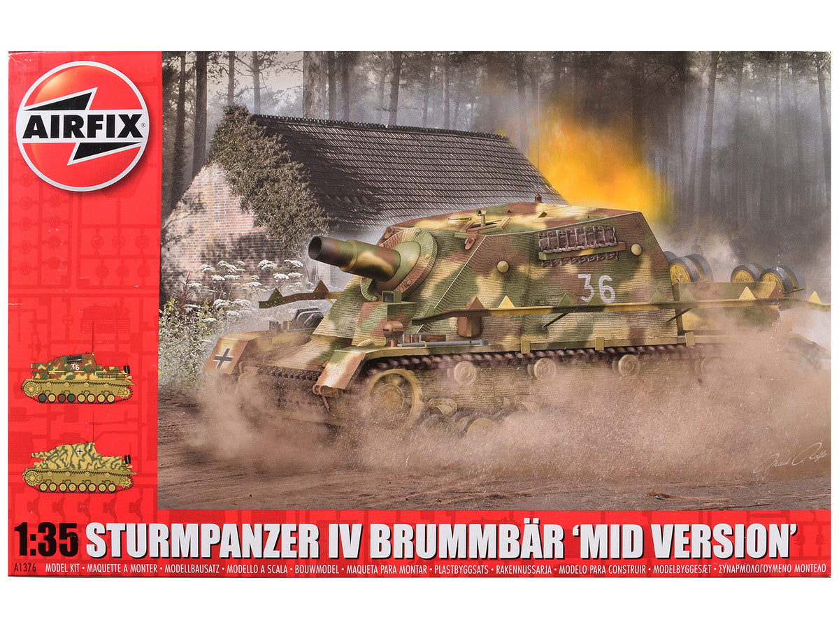 Level 3 Model Kit Sturmpanzer IV Brummbar "Mid Version" Tank with 2 Scheme Options 1/35 Plastic Model Kit by Airfix LuxuryLifeWay Online Store