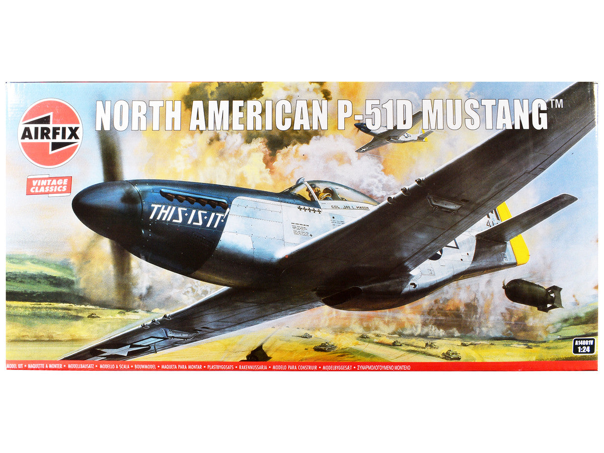 Level 4 Model Kit North American P-51D Mustang Aircraft with 2 Scheme Options 1/24 Plastic Model Kit by Airfix LuxuryLifeWay Online Store