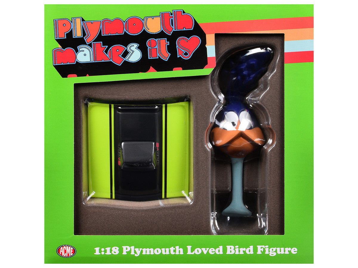 Plymouth Loved Bird Figure with Limelight Green Hood Stand 1/18 Model by ACME LuxuryLifeWay Online Store