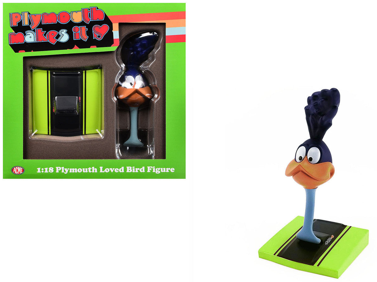 Plymouth Loved Bird Figure with Limelight Green Hood Stand 1/18 Model by ACME LuxuryLifeWay Online Store