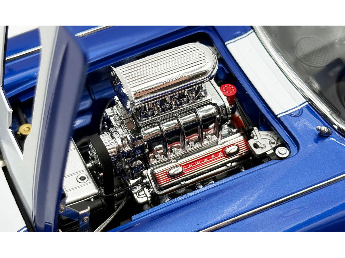 1961 Chevrolet Corvette Grand Sport Gasser Admiral Blue Metallic with White Stripe Limited Edition to 204 pieces Worldwide 1/18 Diecast Model Car by ACME LuxuryLifeWay Online Store