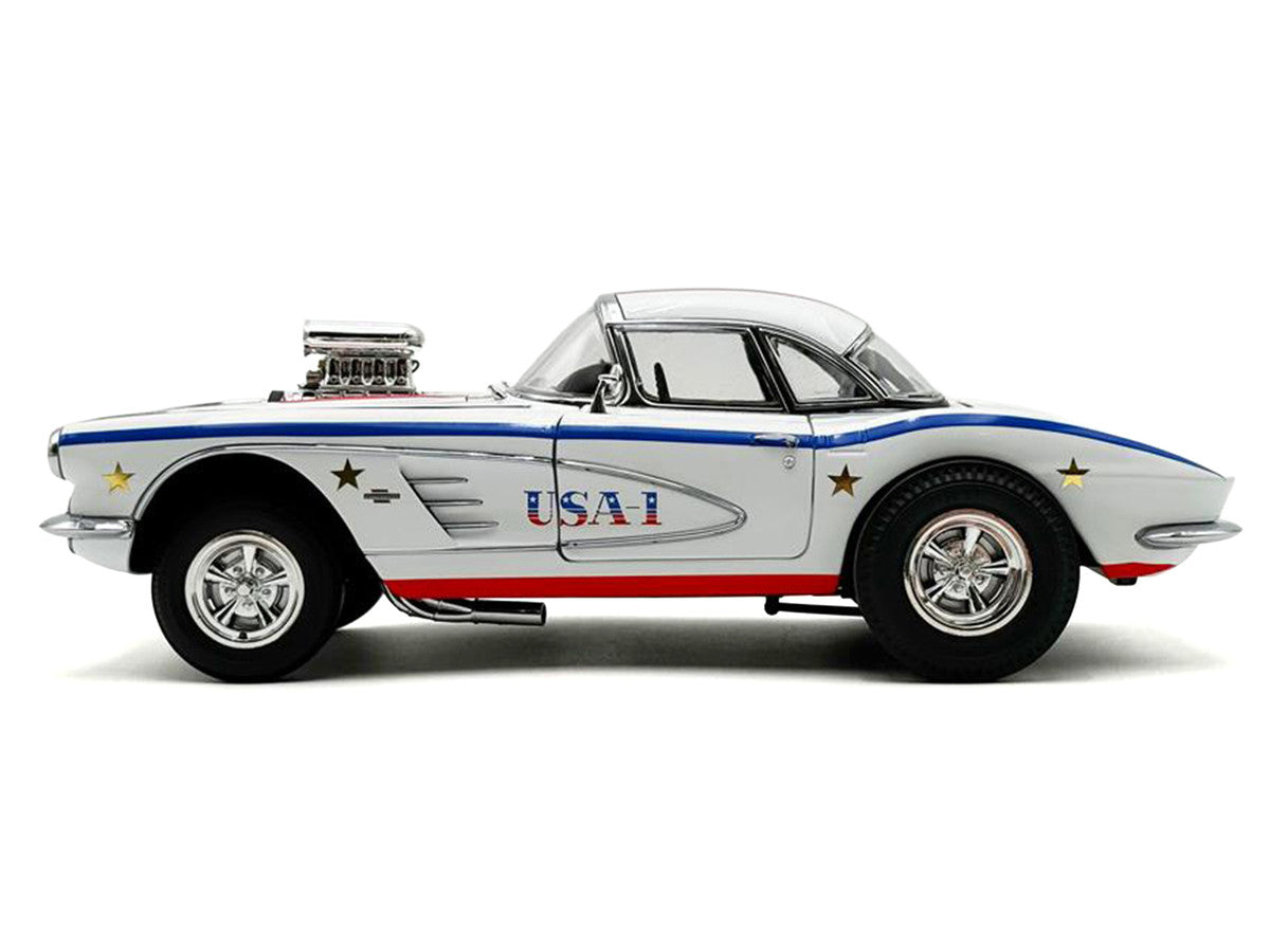 1961 Chevrolet Corvette Grand Sport Gasser "USA-1" White with Blue and Red Stripes Limited Edition to 362 pieces Worldwide 1/18 Diecast Model Car by ACME LuxuryLifeWay Online Store