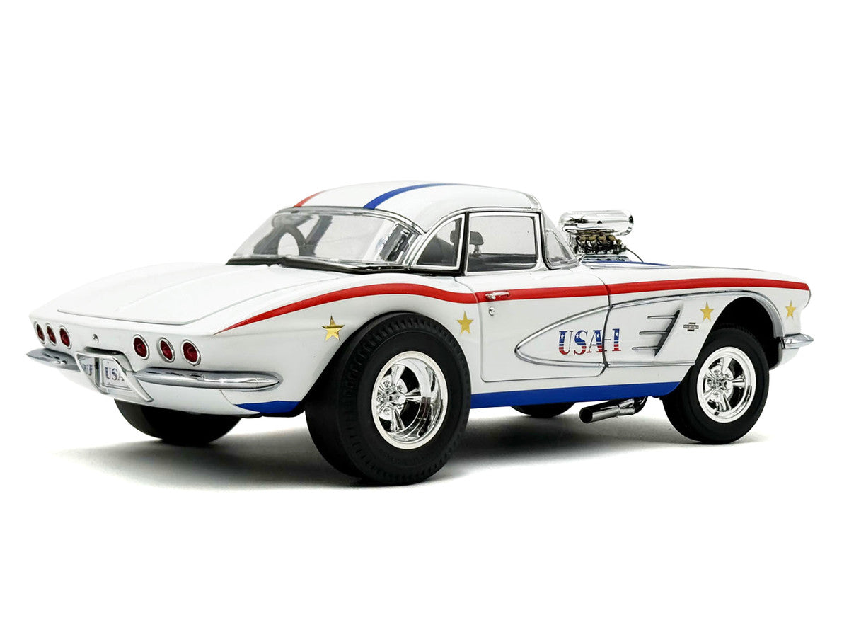 1961 Chevrolet Corvette Grand Sport Gasser "USA-1" White with Blue and Red Stripes Limited Edition to 362 pieces Worldwide 1/18 Diecast Model Car by ACME LuxuryLifeWay Online Store