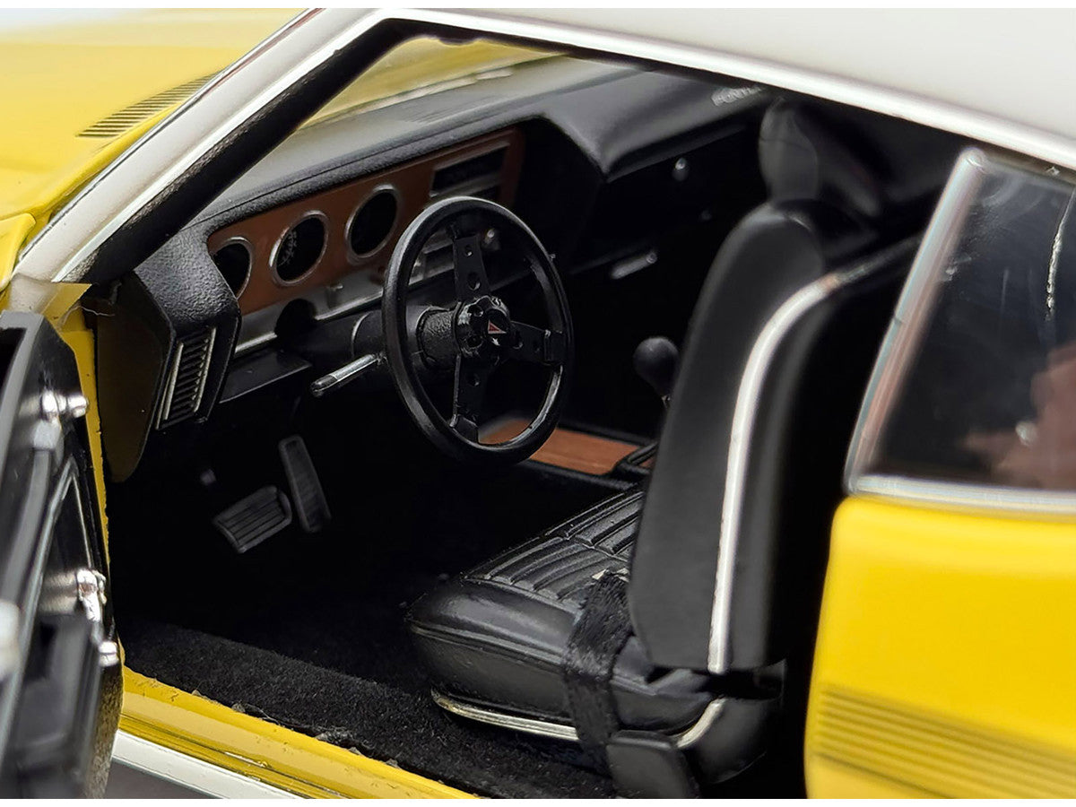 1972 Pontiac GTO LeMans Monarch Yellow with GTO Stripes and White Vinyl Top Limited Edition to 264 pieces Worldwide 1/18 Diecast Model Car by ACME LuxuryLifeWay Online Store