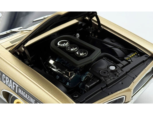 1966 Pontiac GTO "Car Craft Magazine Test Car" Gold Metallic with Black Top and Graphics Limited Edition to 300 pieces Worldwide 1/18 Diecast Model Car by ACME LuxuryLifeWay Online Store