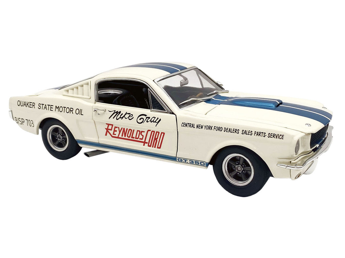 1965 Shelby GT350 "Reynolds Ford" White with Blue Stripes Limited Edition to 204 pieces Worldwide 1/18 Diecast Model Car by ACME LuxuryLifeWay Online Store